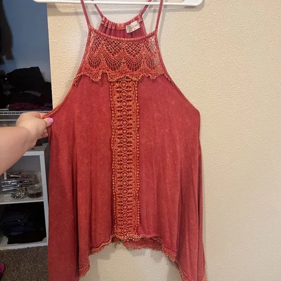 Altar'd State | Coral Crochet Knit Tank Top, M - Picture 1 of 4